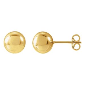 8 mm Gold Ball Stud Earrings 14K Gold