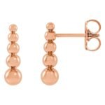 Graduated Ball Stud Drop Earrings 14K Rose Gold