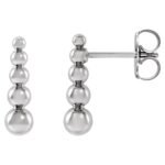 Graduated Ball Stud Drop Earrings 14K White Gold