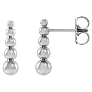 Graduated Ball Stud Drop Earrings 14K White Gold