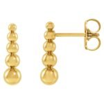 Graduated Ball Stud Drop Earrings 14K Yellow Gold