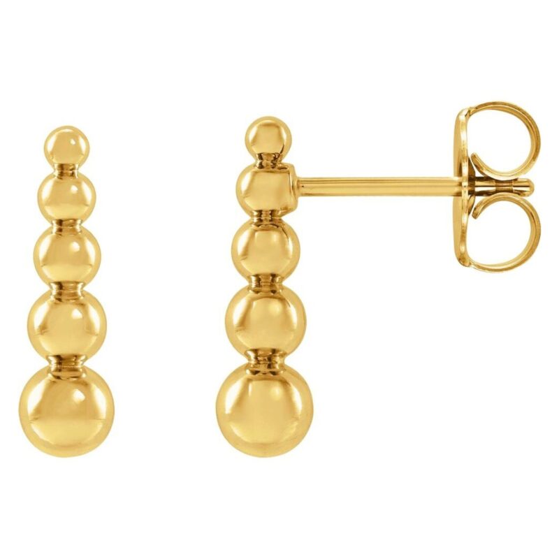 Graduated Ball Stud Drop Earrings 14K Yellow Gold
