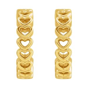 Heart Link Hoop Earrings 14K Gold