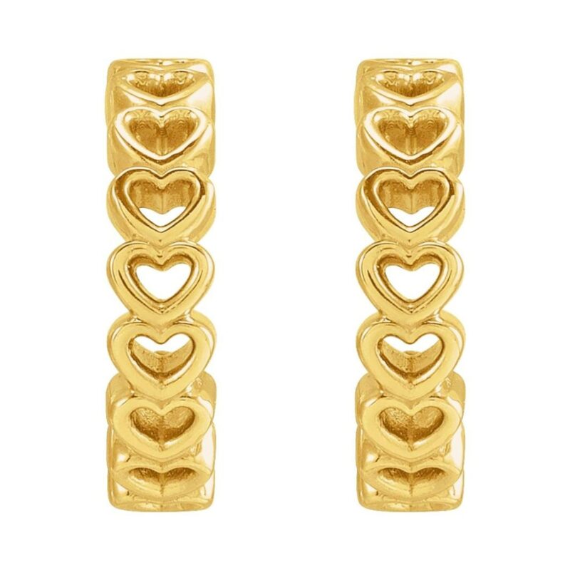 Heart Link Hoop Earrings 14K Gold