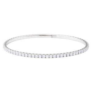 Lab Grown 3Ct Flexible Diamond Tennis Bracelet 14K White Gold