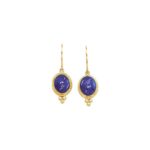 Lapis Lazuli Dangle Earrings 14K Yellow Gold