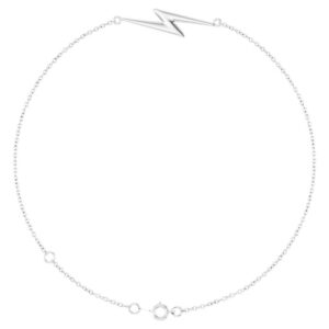 Lightning Bolt Link Bracelet 14K White Gold