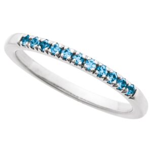 London Blue Topaz December Birthstone Stackable Ring 14K White Gold