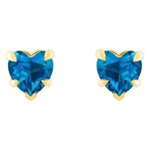 London Blue Topaz Heart Stud Earrings 14K Gold