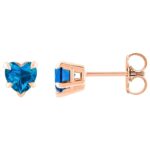 London Blue Topaz Heart Stud Earrings 14K Rose Gold London Blue Topaz Heart Stud Earrings 14K Rose Gold