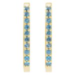 London Blue Topaz Oblong Hoop Earrings 14K Gold 20 mm