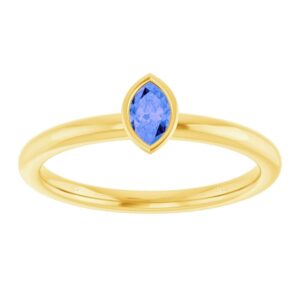 Marquise Cut Tanzanite Stacking Ring 14K Yellow Gold