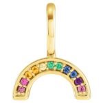 Multi Gemstone Colorful Rainbow Charm Pendant 14K Yellow Gold