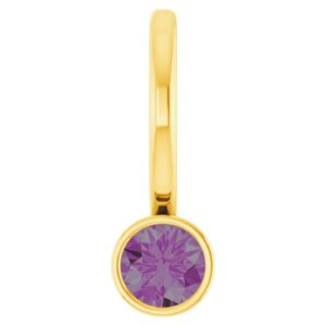 Natural Alexandrite Charm Pendant 14K Yellow Gold Bezel Set 3 mm