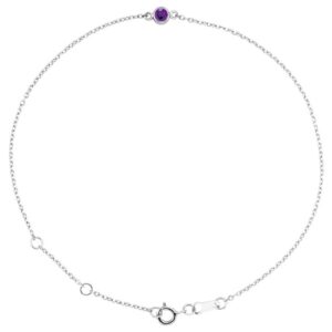 Natural Amethyst Solitaire Bracelet 14K White Gold