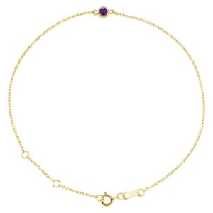 Natural Amethyst Solitaire Bracelet 14K Yellow Gold