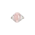 Natural Cabochon Rose Quartz Ring Sterling Silver Natural Cabochon Rose Quartz Ring Sterling Silver
