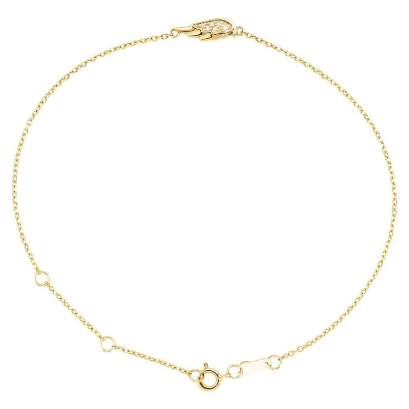 Natural Diamond Angel Wing Bracelet 14K Yellow Gold