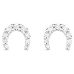 Natural Diamond Horseshoe Stud Earrings 14K Gold