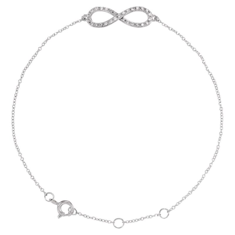 Natural Diamond Infinity Bracelet 14K White Gold