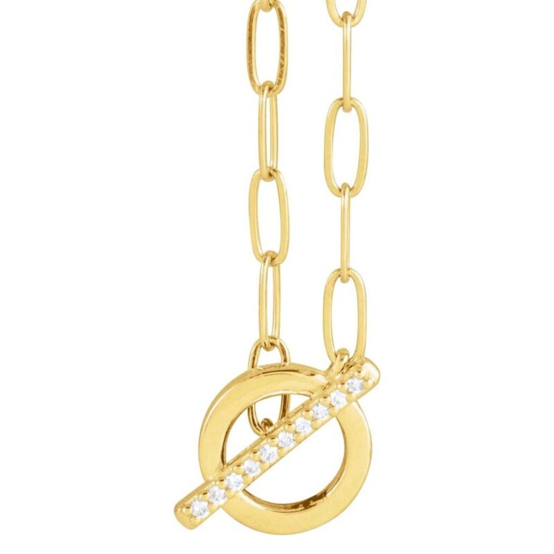 Natural Diamond Toggle Necklace 14K Yellow Gold