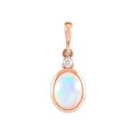 Natural Ethiopian Opal Pendant Diamond Accented 14K Rose Gold