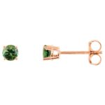 Natural Green Sapphire Stud Earrings 3 mm 14K Rose Gold