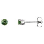 Natural Green Sapphire Stud Earrings 3 mm 14K White Gold