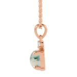 Natural Moss Agate Necklace for Women 14K Rose Gold