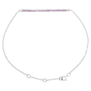 Natural Pink Sapphire Bar Bracelet 14K White Gold
