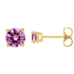 Natural Pink Sapphire Stud Earrings 14K Yellow Gold 4 mm Natural Pink Sapphire Stud Earrings 14K Yellow Gold 4 mm