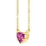Natural Pink Tourmaline Heart Necklace 14K Gold