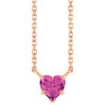 Natural Pink Tourmaline Heart Necklace 14K Rose Gold