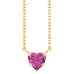 Natural Pink Tourmaline Heart Necklace 14K Yellow Gold