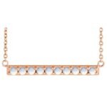Natural Rainbow Moonstone Bar Necklace 14K Rose Gold