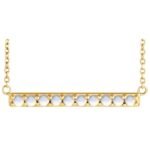 Natural Rainbow Moonstone Bar Necklace 14K Yellow Gold