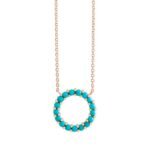 Natural Turquoise Circle Necklace 14K Rose Gold