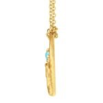 Natural Turquoise Phoenix Necklace 14K Yellow Gold