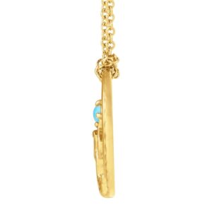 Natural Turquoise Phoenix Necklace 14K Yellow Gold