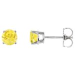 Natural Yellow Sapphire Stud Earrings 14K White Gold 5 mm Natural Yellow Sapphire Stud Earrings 14K White Gold 5 mm