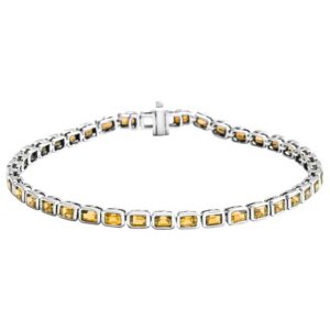 November Birthstone Citrine Tennis Bracelets 14K White Gold