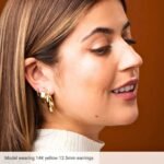 On Model Small Plain Hoop Earrings 14K Gold
