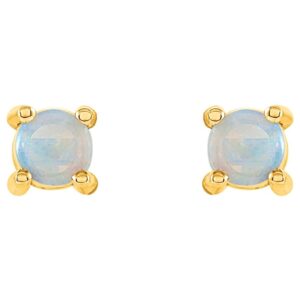 Opal October Birthstone Stud Earrings 14K Gold