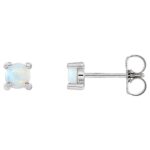 Opal October Birthstone Stud Earrings 14K White Gold Opal October Birthstone Stud Earrings 14K White Gold