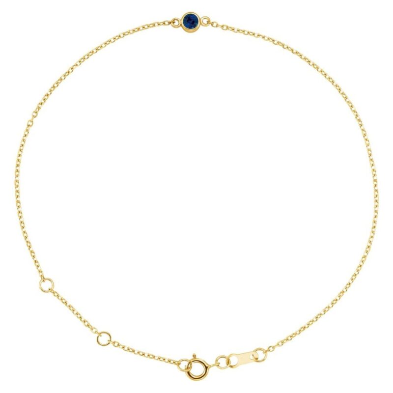Oval Blue Sapphire Bezel-Set Solitaire Bracelet 14K Yellow Gold