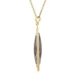 Oval Brown Smoky Quartz Pendant Necklace 14K Gold