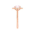 Oval Pink Morganite and Diamond Halo Ring 1 6 Ct tw 14K Rose Gold (2)