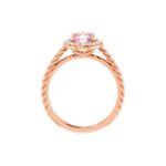 Oval Pink Morganite and Diamond Halo Ring 1 6 Ct tw 14K Rose Gold (3)