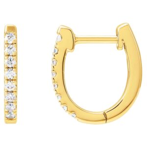 Pave Diamond U Huggie Hoop Earrings 14K Yellow Gold