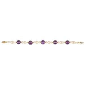Pearl and Amethyst Bracelet 14K Yellow Gold